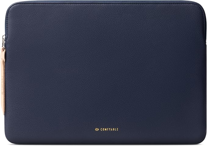 Comfyable Slim Protective Laptop Sleeve Compatible with 13/14 Inch MacBook Air & MacBook Pro M5/M4/M3/M2 Pro/Max 2026, Mac Travel Case, Laptop Pouch, Slim PU Leather Cover, Blue