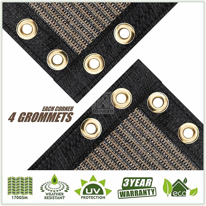 ColourTree Customized Size Fence Screen Privacy Screen Brown 4' x 42' - Commercial Grade 170 GSM - Heavy Duty - 3 Years Warranty - Cable Zip Ties Included