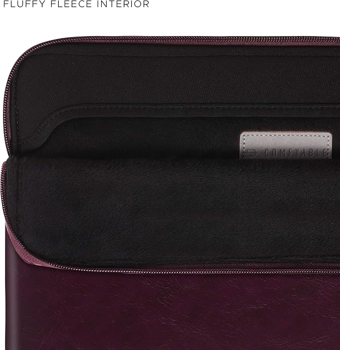 Comfyable Slim Protective Laptop Sleeve Compatible with 13/14 Inch MacBook Air & MacBook Pro M5/M4/M3/M2 Pro/Max 2026, Mac Travel Case, Laptop Pouch, Slim PU Leather Cover, Berry Brown
