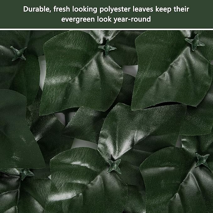 Faux Ivy Privacy Fence Screen Outdoor Expandable Artificial Greenery Roll Fake Hedge Wall Patio Green Plastic Leaf Plant Vine Grass Panels Gate Covering for Garden Yard Balcony (98.4 X 39.4 in)
