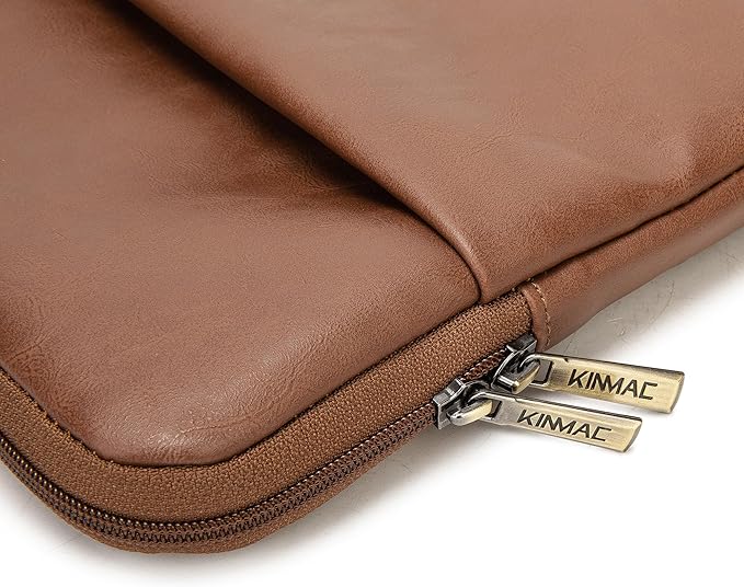 Kinmac 360° Protective Vertical Laptop Sleeve Case Cover Bag (Coffee PU, 15 inch-15.6 inch)