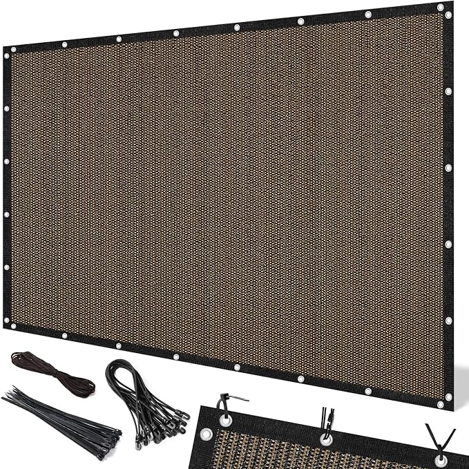Artpuch 90% Sun Shade Cloth, 6 x 20 FT Pergola Shade Cover Canopy with Grommets, Sun Screen Fabric Tarp for Patio, Outdoor, Garden, Backyard, Mocha