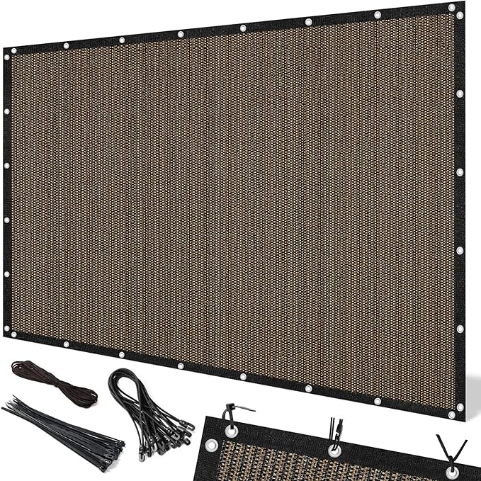 Artpuch 90% Sun Shade Cloth, 12 x 20 FT Pergola Shade Cover Canopy with Grommets, Sun Screen Fabric Tarp for Patio, Outdoor, Garden, Backyard, Mocha