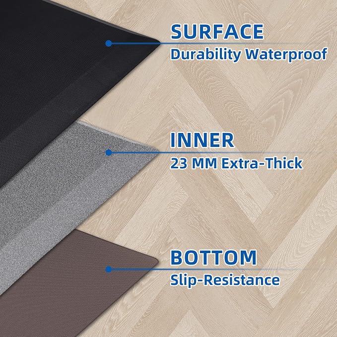 Anti Fatigue Kitchen Mats for Floor, Grey 9/10 Extra Thick Cushioned Standing Desk Mat, Comfort Memory Foam Ergonomic Kitchen Rugs and Mats Non-Slip Waterproof for Office, Kitchen, Sink, 20" x 32"