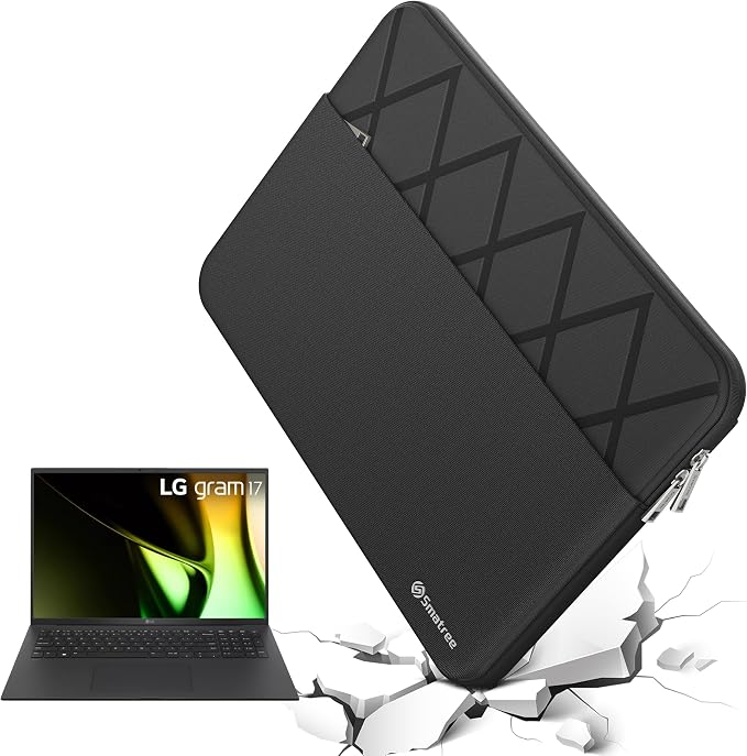 Smatree 17 inch Laptop Sleeve for LG gram 17, LG Protective Laptop Case with Accessory Pocket, YKK Zipper, Patented Shockproof Design (E612)