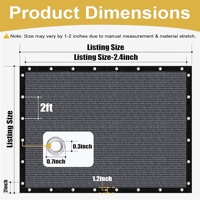 Shade&Beyond 90% Sun Shade Cloth with Grommets, 12' X 12' Pergola Shade Cover Canopy, Mesh Tarp Sun Screens for Patio, Outdoor, Garden, Backyard, Blue Gray