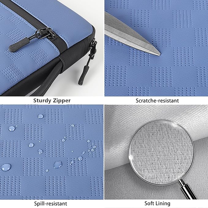 DOMISO 14 Inch Laptop Sleeve with Handle, Waterproof & Shockproof Case for Most 14” Laptops, Fits MacBook Pro, ASUS ZenBook - Protective Cover, Blue