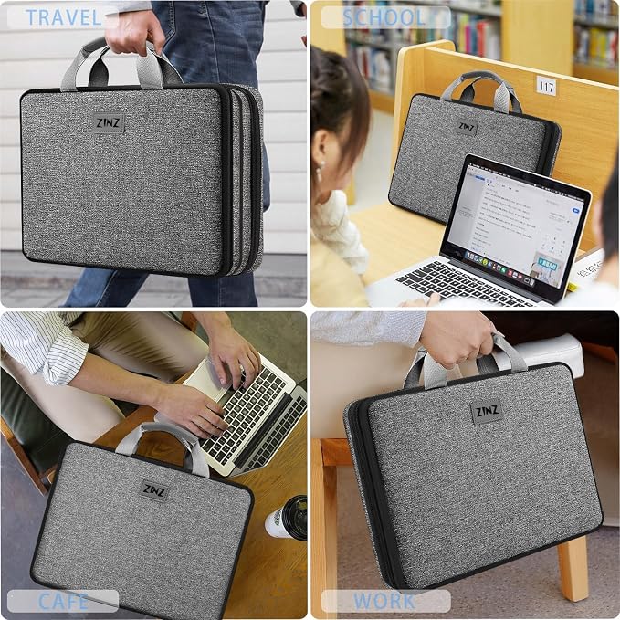 ZINZ Expandable Laptop Case 15.6 Inch Sleeve, Protective Carrying Case Compatible with MacBook Neo 16", MacBook Pro 16"/15.4", Dell XPS 16" and Most 15" 15.6" 16" Notebook，G01BK01