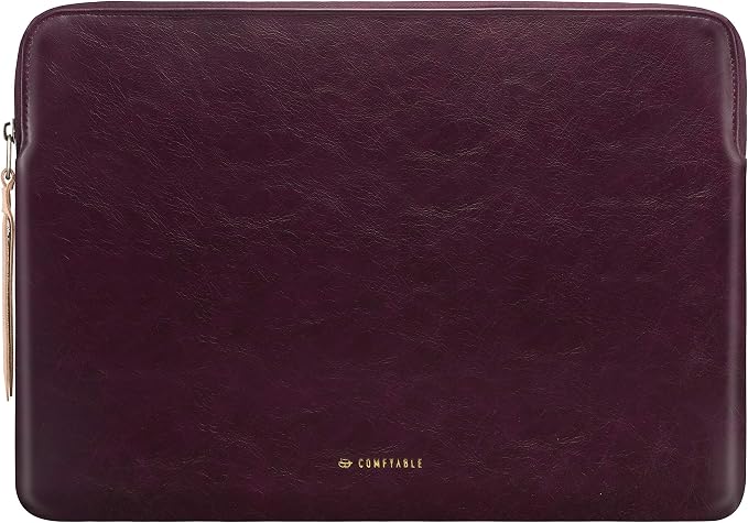 Comfyable Slim Protective Laptop Sleeve, PU Leather Bag Compatible with 15" MacBook Air (Snug Fit) M5 & 14" MacBook Pro M5 Pro/Max 2026 (Loose Fit), Berry Brown