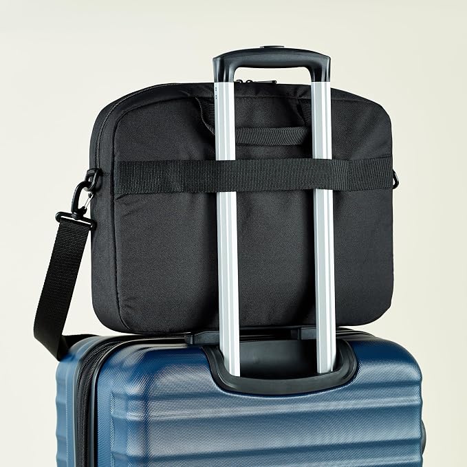 Amazon Basics 15.6 in Laptop Bag with Shoulder Strap and Handle, Large Capacity, Spacious Compartments, Black