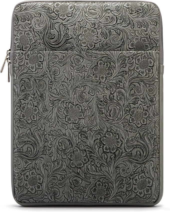 Kinmac 360° Protective Vertical Laptop Sleeve Case Cover Bag (Paisley Grey PU, 12.5 inch-13.3 inch)