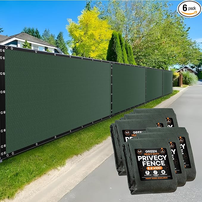 Xpose Safety Privacy Fence Screen 8.5’ x 100’ (6 Pack) – Heavy Duty Green Mesh with 90% Visibility Block, UV Protection – for Garden, Yard, Nursery, Kennel, Dog Run, Greenhouse