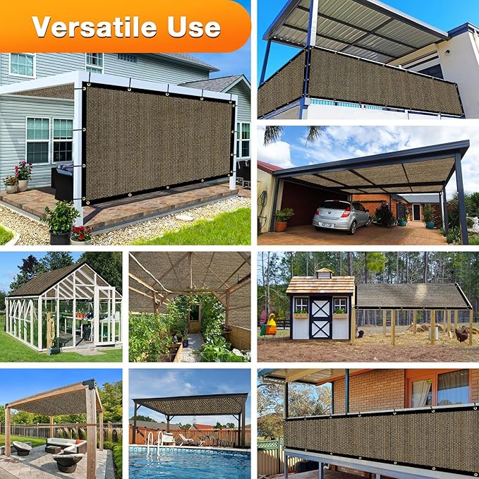 Artpuch Outdoor Pergola Shade Cover 4x15 FT Sun Shade Cloth with Grommets Mocha 90% UV Protection Canopy Patio Privacy Screen (Customized Available)