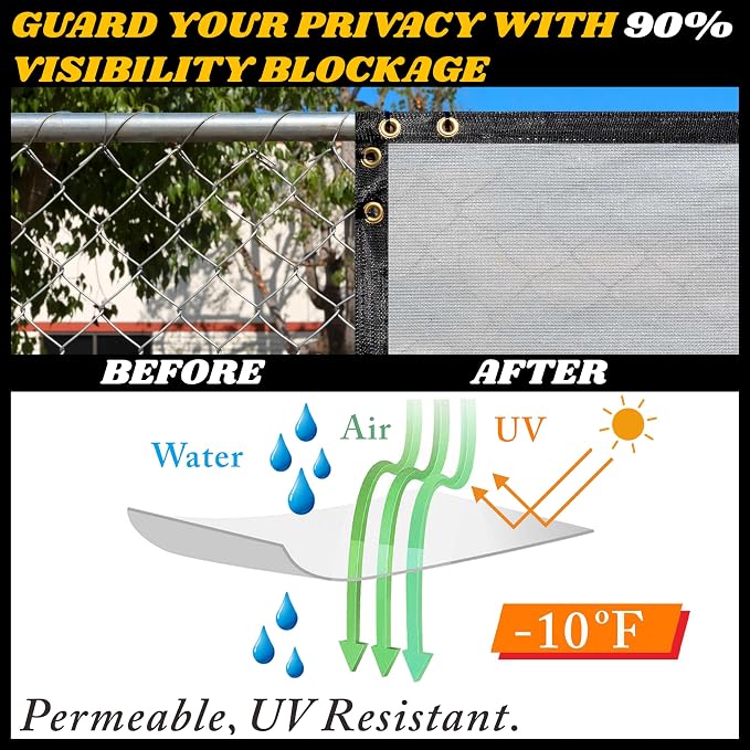 Royal Shade Custom Size 5' x 157' Grey Fence Privacy Screen Windscreen Cover Netting Mesh Fabric Cloth - Cable Zip Ties Included (We Make Custom Size)