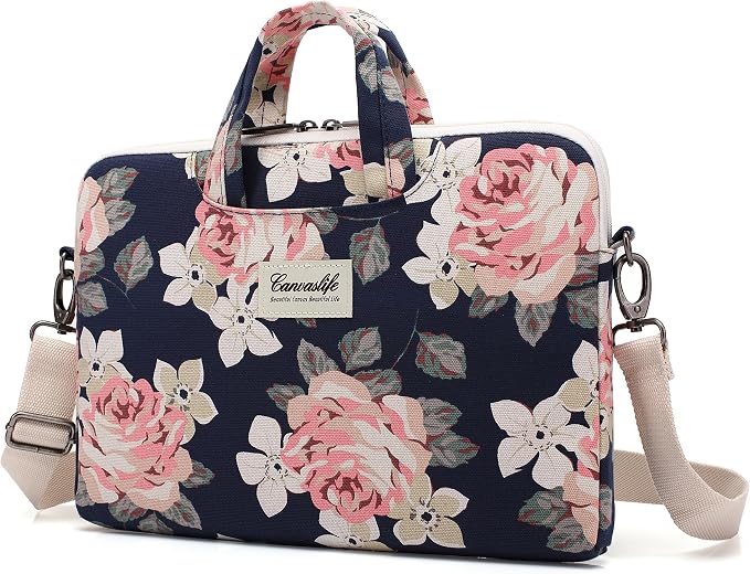 canvaslife White Rose Laptop Bag, 14-15.6 Inch | Shoulder Messenger