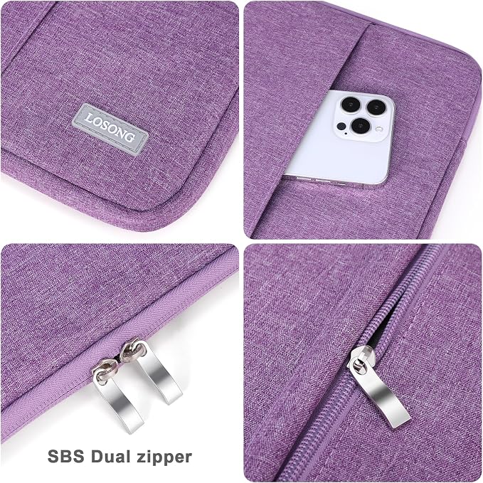 Portable Monitor Case 15.6 Inch,Losong Protective Carrying Sleeve for Most 15.6 in Monitors,Water Resistant Portable Computer Laptop Display Bag with Accessory Pocket,Size-15.3"x9.8" Purple