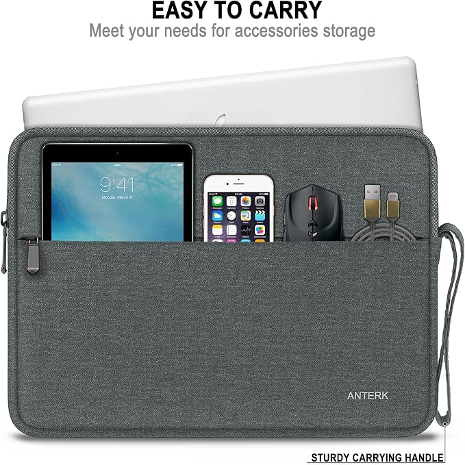 Laptop Sleeve 14 Inch, Water Resistant Traveling Computer Cover with Handle, Shockproof Protective Carrying Laptop Case Compatible for 14 Inch MacBook Air/Pro, HP, Dell, Lenovo, Darkgrey