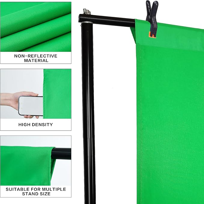 GFCC Green Screen Backdrop Background - 7x10FT Photography Backdrop Photo Background Screen for Video Recording Greenscreen Picture Photoshoot