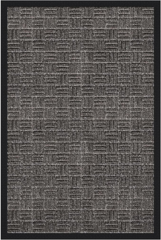Ottomanson Scraper Doormat – Indoor Outdoor Entry Rug with Rubber Backing & Dirt-Trapping Polyester Pile, Non-Slip Front Door Mat for Mud & Pet Traffic – 24" x 36", Charcoal