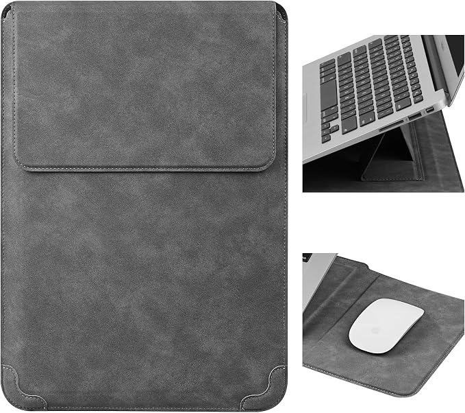 HoYiXi 15.6 16 Inch Laptop Sleeve Case with Stand Feature for MacBook Pro 16 2025 & 2021,ASUS Vivobook 15/MacBook Pro 15/Surface 3/Matebook D15/Galaxy Book Flex,15-16'' Laptop Cover,Dark Gray