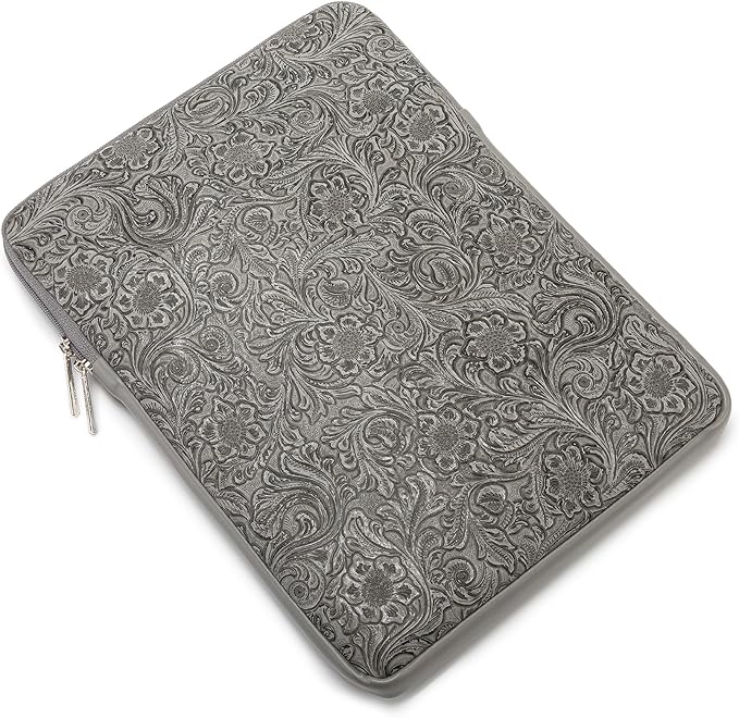 Kinmac 360° Protective Vertical Laptop Sleeve Case Cover Bag (Paisley Grey PU, 12.5 inch-13.3 inch)