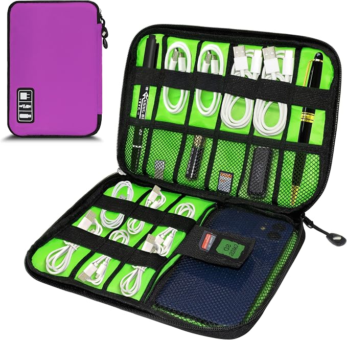 Electronics Organizer,Travel Cord Organizer Pouch, Portable Cable Organizer Bags,Travel Electronic Accessories Storage Case for Cables, Cords, Charger, Phone (Rosered)