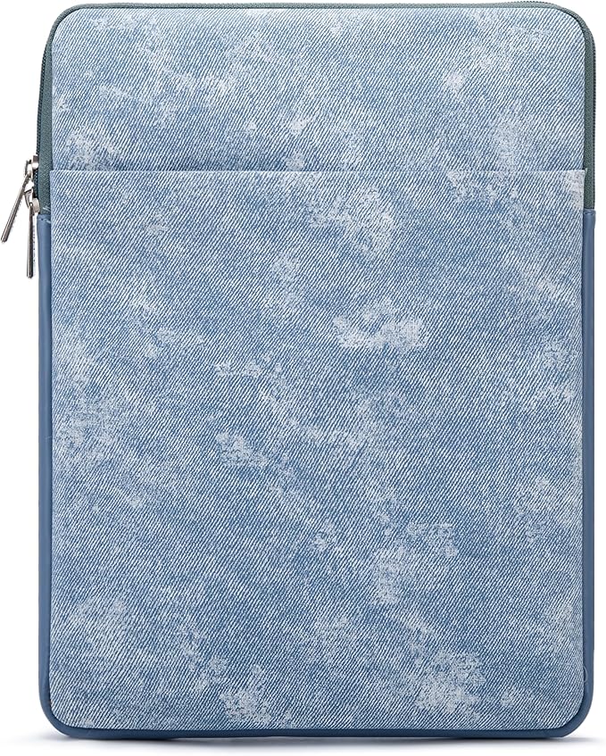 Kinmac 360° Protective Vertical Laptop Sleeve Case Cover Bag (Blue Denim PU, 12.5 inch-13.3 inch)
