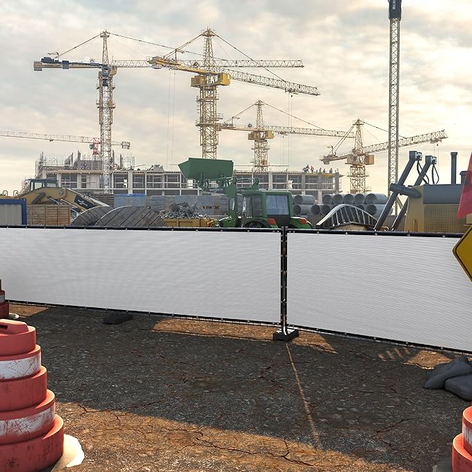 ColourTree Customized Size Fence Screen Privacy Screen White 8' x 112' - Commercial Grade 170 GSM - Heavy Duty - 3 Years Warranty - Cable Zip Ties Included