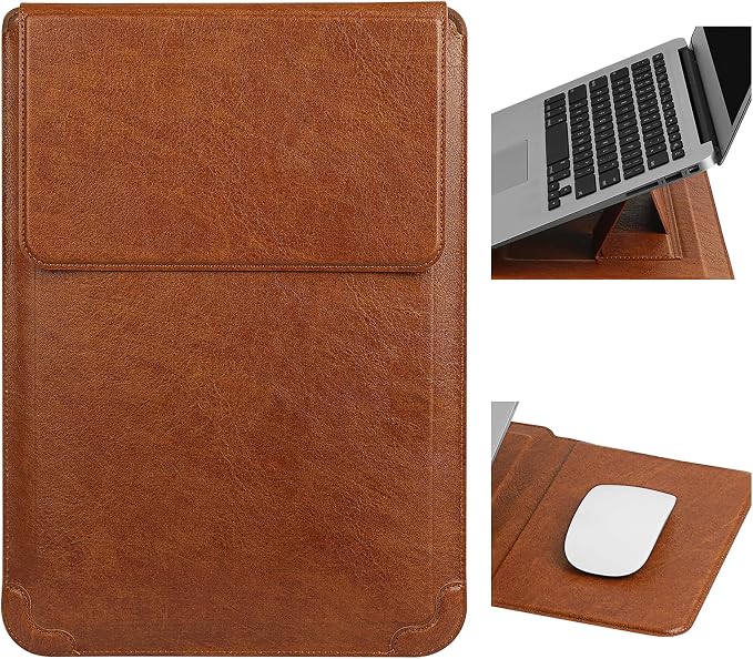 HoYiXi 14 Inch Laptop Sleeve Case with Stand Feature for Mac Book Pro 14 2021/ASUS Vivobook 14/HP Pavilion X360/IdeaPad 14/Dell HP ASUS Acer Huawei Matebook 14'',Compatible 13.3-14'' PC,Brown