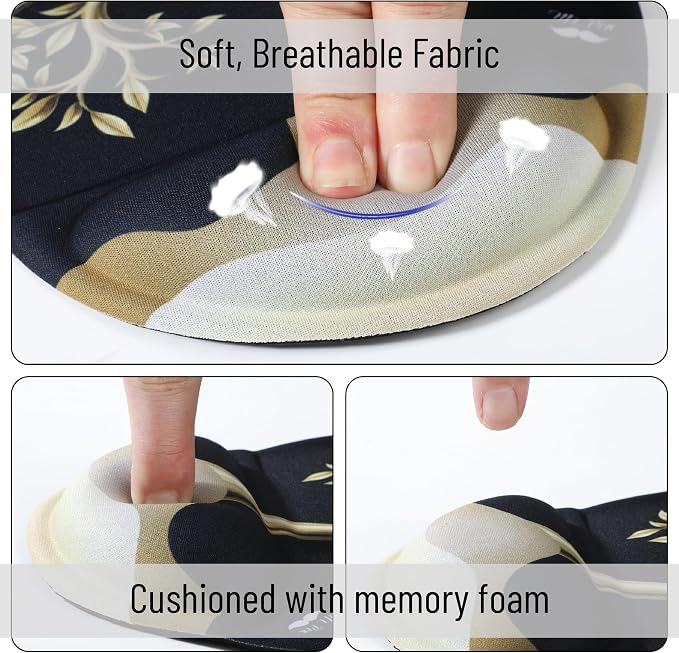 Mr. Pen- Ergonomic Mouse Pad with Wrist Rest, Golden Tree Design, Breathable Fabric with Memory Foam Cushion, Non-Slip Rubber Base, Gel Mouse Pad with Wrist Support