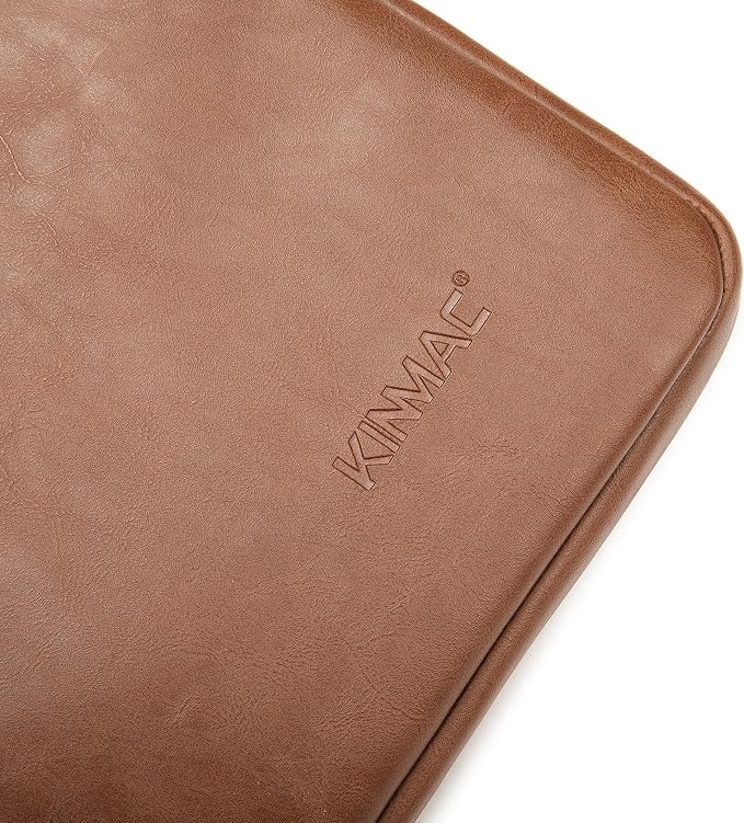 Kinmac 360° Protective Vertical Laptop Sleeve Case Cover Bag (Coffee PU, 15 inch-15.6 inch)