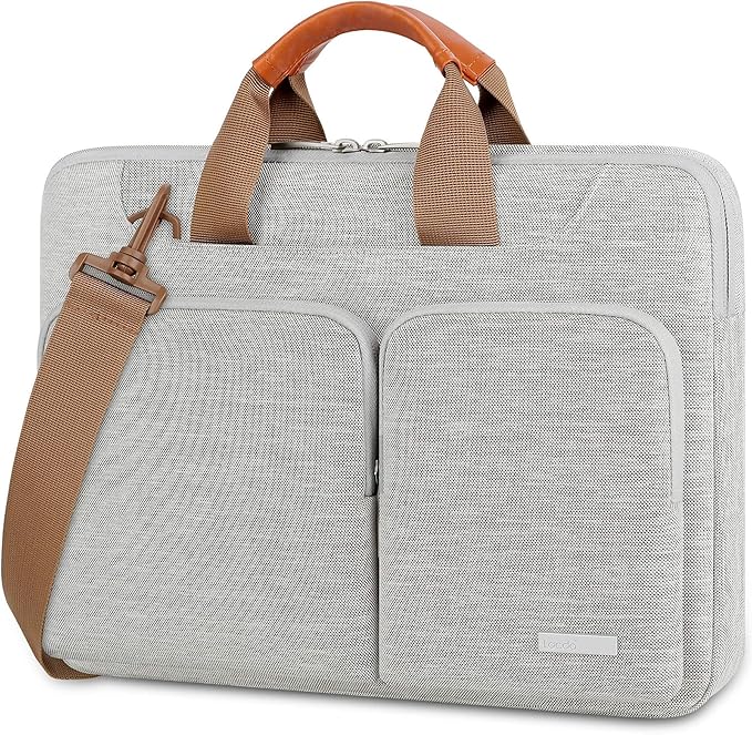 Lacdo 360° Protective Laptop Shoulder Bag, 15-15.6 inch Laptop Sleeve Case for Acer HP Lenovo Dell ASUS Laptop, Acer Aspire, HP Pavilion, Dell Inspiron, Lenovo IdeaPad,ASUS ZenBook Computer Bag, Gray