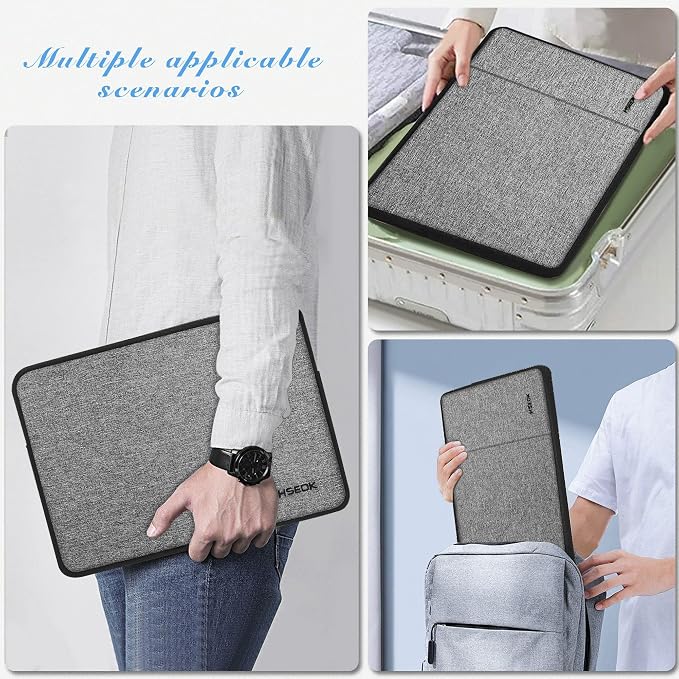 Hseok Laptop Sleeve 15.6 16 inch Case Compatible with MacBook Neo 16, MacBook Pro 16" M5/M4/M3/M2/M1, MacBook Air Pro 15", XPS 16, Most 15" 15.6" 16" Notebooks,Gray&Black