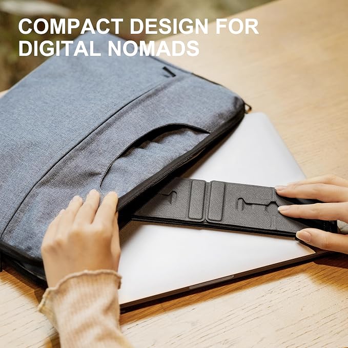 Magnetic Adjustable Travel Laptop Stand for Digital Nomads and Business Travelers. Compact, Foldable, and Ideal for Desk Use. Elevate Your Work Experience with Our Laptop Riser on the Go (Dark Gray)