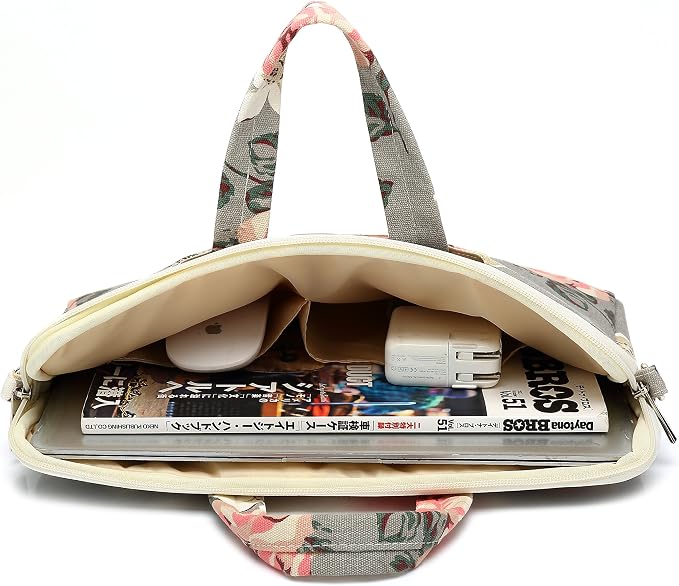 canvaslife Grey Rose Pattern Laptop Shoulder Messenger Bag, 15 inch | 14-15.6 inch Fit