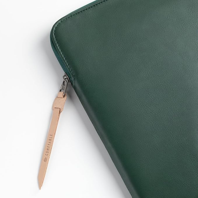 Comfyable Leather Laptop Sleeve Compatible with 16 Inch MacBook Pro M5 Pro/Max & 15 Inch MacBook Air M5 2026 (Loose Fit), Midnight Green