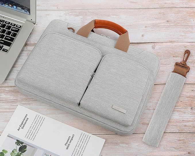 Lacdo 360° Protective Laptop Shoulder Bag, 14 inch Computer Bags for 14 inch MacBook Pro M5 Pro/Max A3426 A3427 (2026), M5/M4/M3/M2/M1 A3434 A3112 A3401 A3185 A2918 A2992 2025-2021 Messenger Bag, Gray