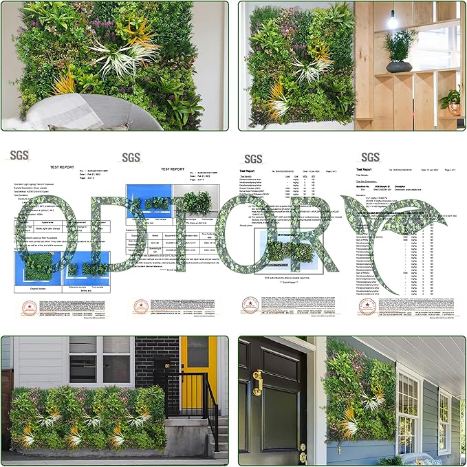 ODTORY Artificial Greenery Grass Wall Panels: 20"x 20" 24P UV-Anti Faux Ivy Privacy Fence Screen Backdrop Boxwood Vine Leaf Hedges for Patio, Balcony, Garden, Backyard Green Decor