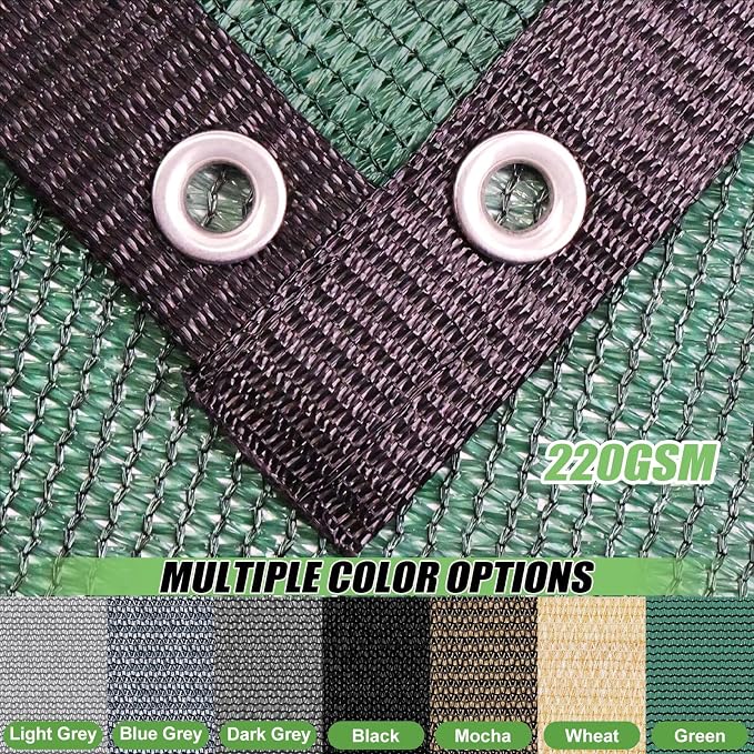 90% Outdoor Sun Shade Cloth, 6' x 12' Pergola Shade Cover with Grommets, Privacy Screen Sunshades for Patio Garden Backyard Plant, Green