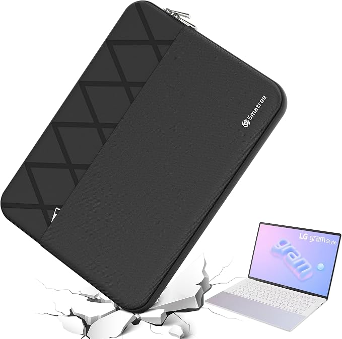 Smatree 14 inch Laptop Sleeve for LG gram Style 14 OLED, for LG gram 14 or 2-in-1, Protective Laptop Case with Accessory Pocket, YKK Zipper, Patented Super Corner Design (E413)