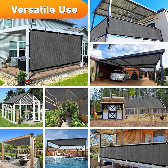 Artpuch Outdoor Pergola Shade Cover 9x16 FT Sun Shade Cloth with Grommets Dark Grey 90% UV Protection Canopy Patio Privacy Screen (Customized Available)