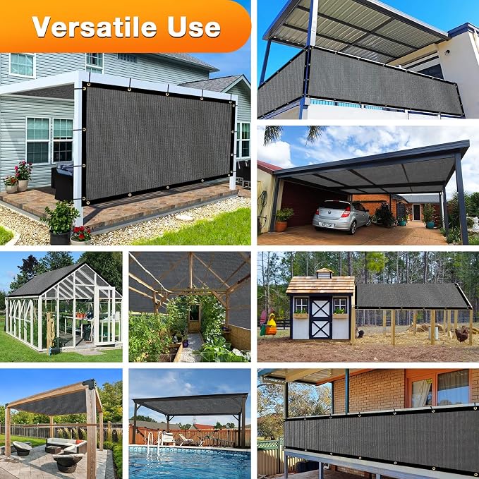 Artpuch Outdoor Pergola Shade Cover 4x8 FT Sun Shade Cloth with Grommets Dark Grey 90% UV Protection Canopy Patio Privacy Screen (Customized Available)