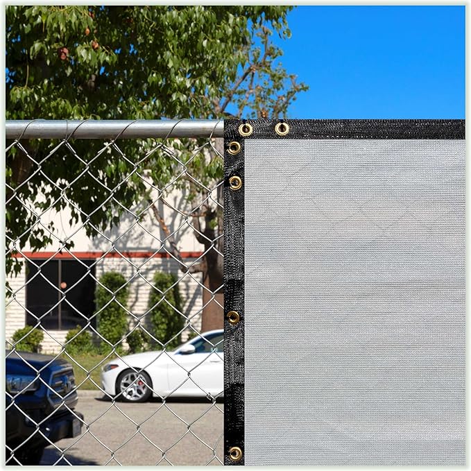 ColourTree Customized Size Fence Screen Privacy Screen Grey 8' x 73' - Commercial Grade 170 GSM - Heavy Duty - 3 Years Warranty - Cable Zip Ties Included