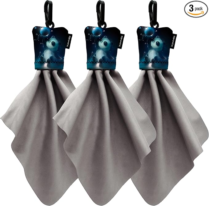 SPUDZ Classic Microfiber Lens Cleaner – Clip-On Pouch, Washable – for Binoculars, Scopes, Glasses, Screens | Classic | Panda Bubble, 6 x 6 Inch (3-Pack)