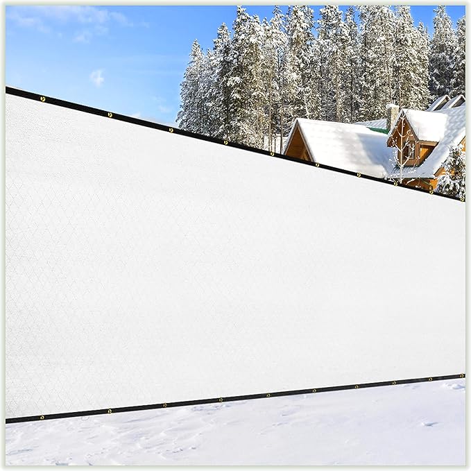 ColourTree Customized Size Fence Screen Privacy Screen White 5' x 26' - Commercial Grade 170 GSM - Heavy Duty - 3 Years Warranty - Cable Zip Ties Included