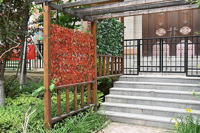GLANT Expandable Fence Privacy Screen for Balcony Patio Outdoor,Decorative Faux Ivy Fencing Panel,Artificial Hedges (Single Sided Leaves) (4, Green-Ivy)