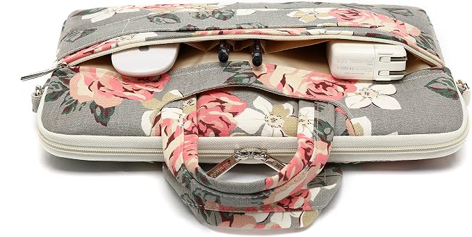 canvaslife Grey Rose Pattern Laptop Shoulder Messenger Bag, 15 inch | 14-15.6 inch Fit