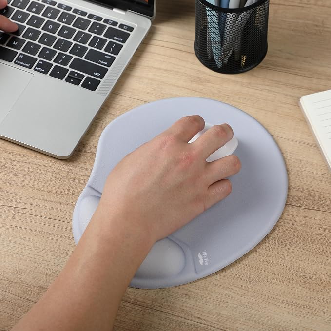 Mr. Pen- Ergonomic Mouse Pad with Wrist Rest, Light Gray Breathable Fabric with Memory Foam Cushion, Non-Slip Rubber Base, Gel Mouse Pad with Wrist Support