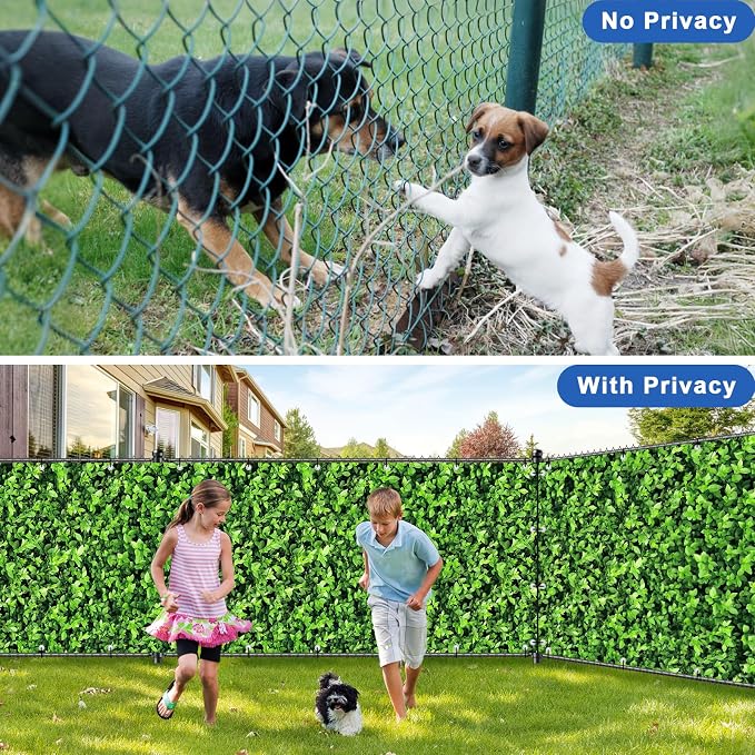 UPGRADE 3'x30'Customized PVC Privacy Fence Screen with Green Leaves Print – Outdoor Waterproof Patio Privacy Cover for Yard, Balcony, Garden Fence Decoration