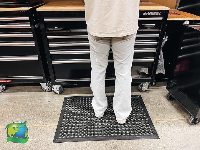Envelor Anti Fatigue Mat Rubber Floor Mats Door Mat Non Slip Drainage Mat for Entryway, Kitchen, Restaurant, Garage, Heavy Duty Use Doormat, Commercial Floor Mat Industrial 24 x 36 Inches